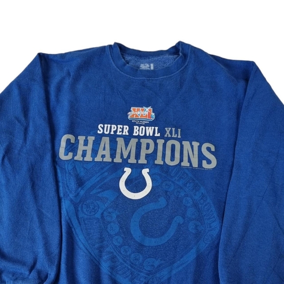 Colts Super Bowl XLI South Florida NFL Blue Sweatshirt Men Sweater Size Medium - Picture 2 of 6